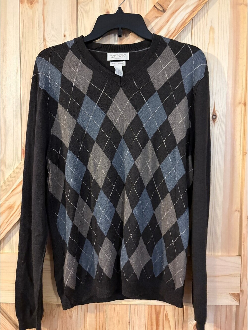 Banana Republic Silk Cashmere Argyle Sweater Medium